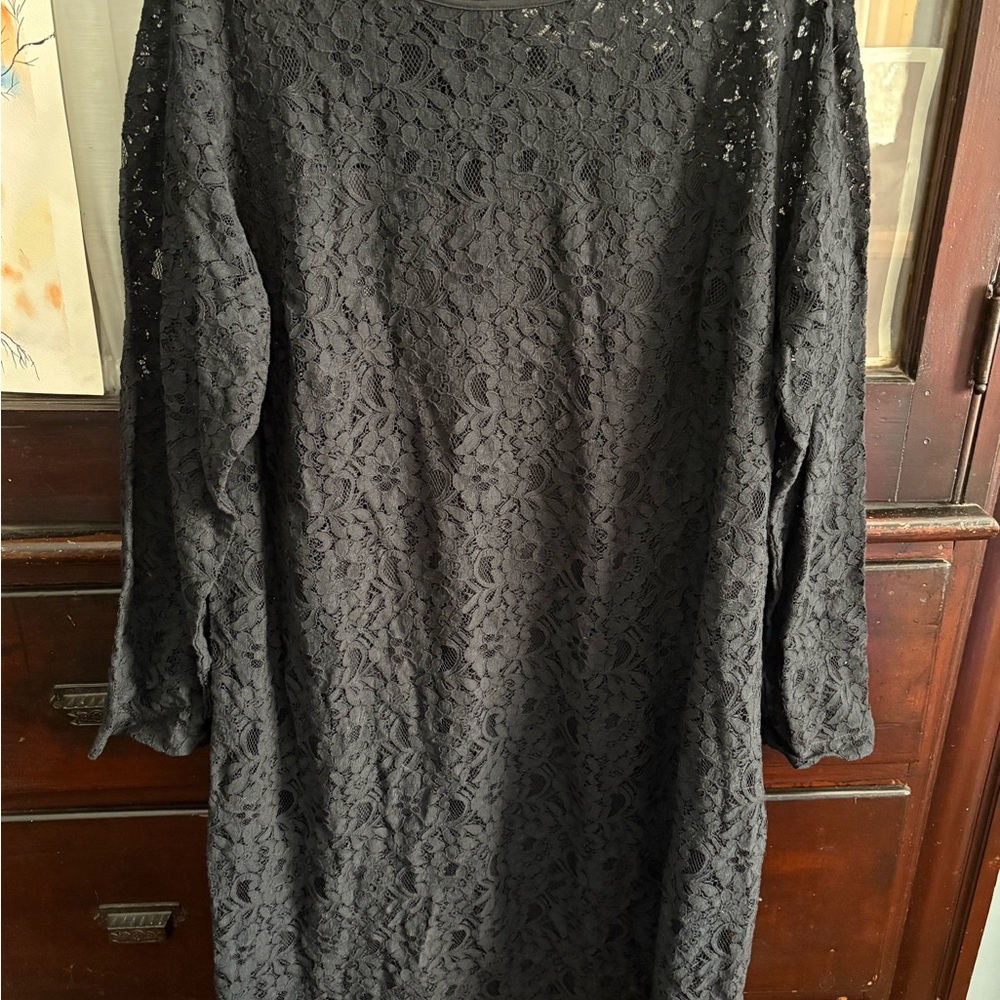 Jessica London Black Lace Long Sleeve Dress